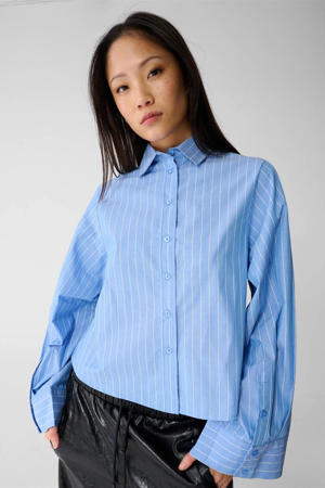 blouse met krijtstreep blauw