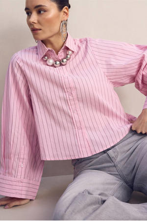 blouse met krijtstreep roze