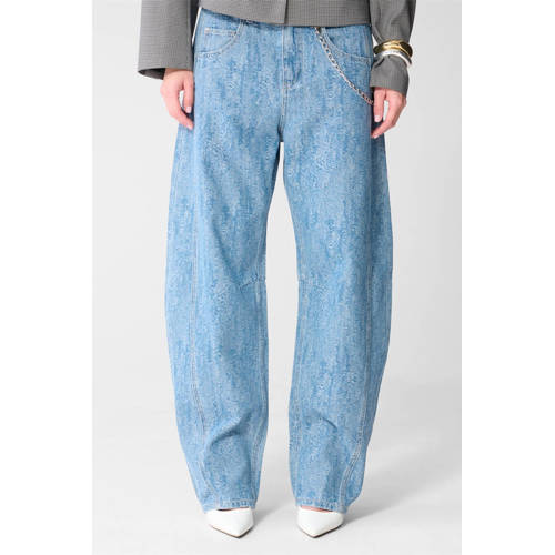 Shoeby high waist barrel jeans medium blue afbeelding