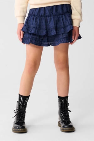 strokenrok broderie donkerblauw