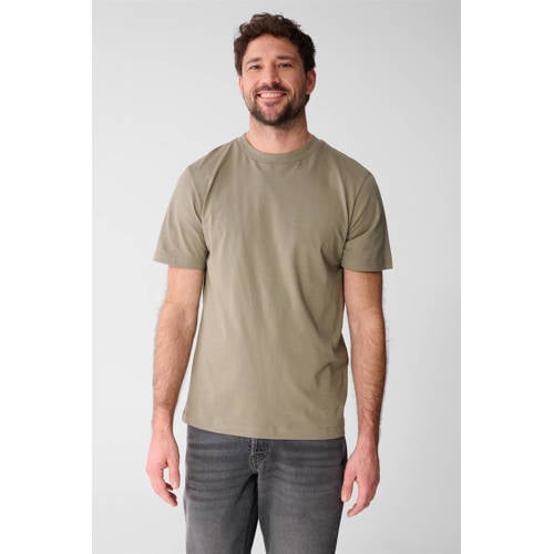 Shoeby regular T-shirt met backprint kaki afbeelding