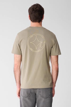 regular T-shirt met backprint kaki