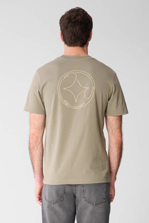 regular T-shirt met backprint kaki