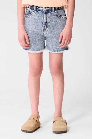 regular high waist short medium blue denim