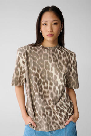 top met panterprint beige