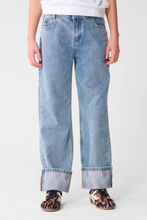 high waist wide leg jeans medium blue denim