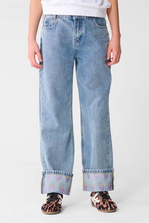high waist wide leg jeans medium blue denim