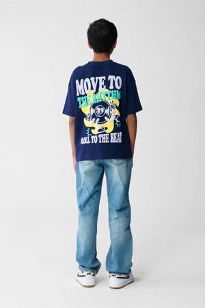T-shirt met backprint donkerblauw
