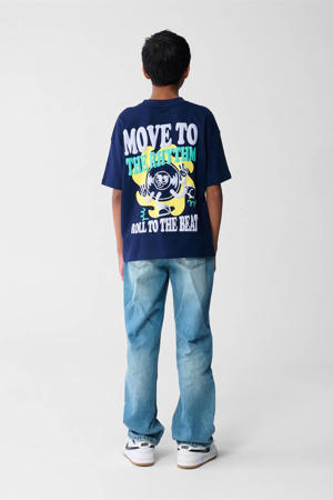 T-shirt met backprint donkerblauw