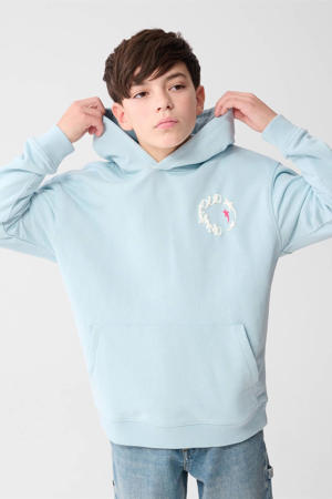 hoodie boxy met backprint lichtblauw