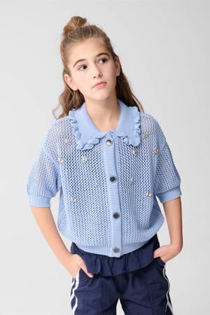 gebreid vest blauw ajour