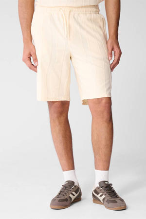 regular casual short lichtgeel met ingebreid patroon