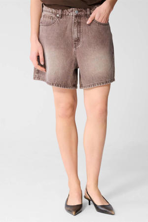 denim wide leg high waist short bruin