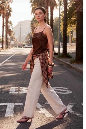 balloon jeans met stippen ecru
