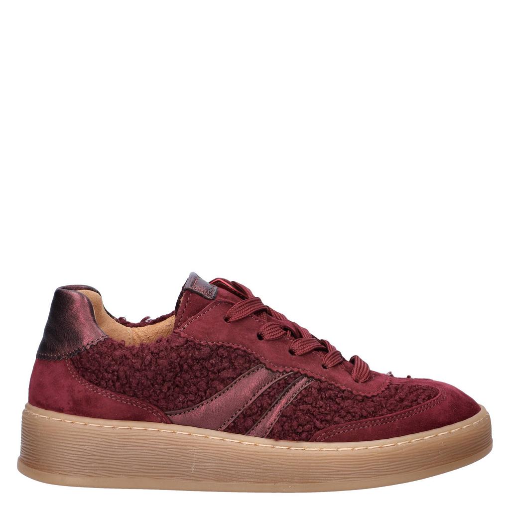 Bordeaux dames Gabor Comfort Optifit teddy sneakers met veters
