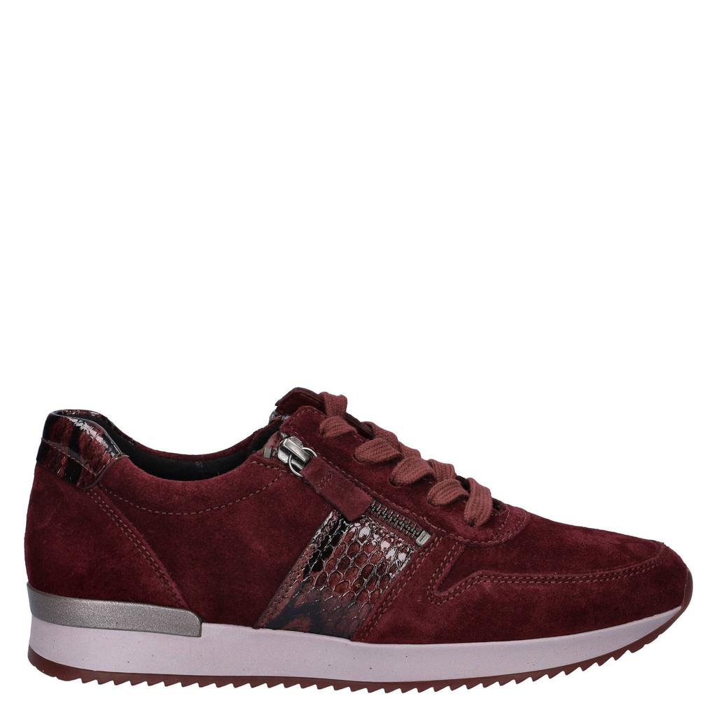 Bordeaux dames Gabor Best Fitting leren sneakers met veters