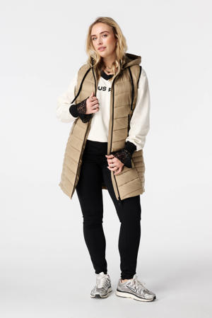 gewatteerde jas quilted taupe