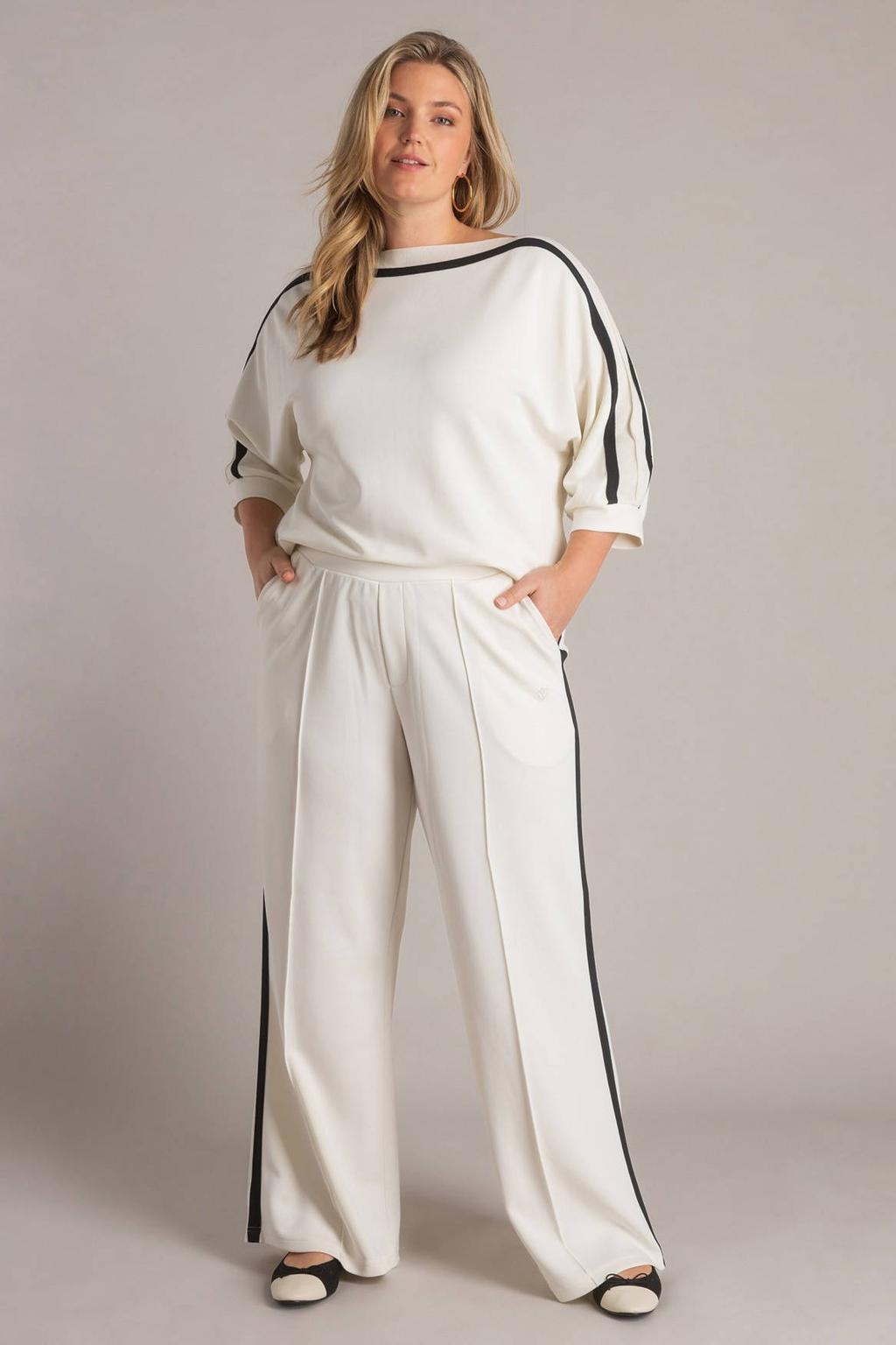 Witte dames Yest Curve straight regular waist broek met elastische tailleband en effen