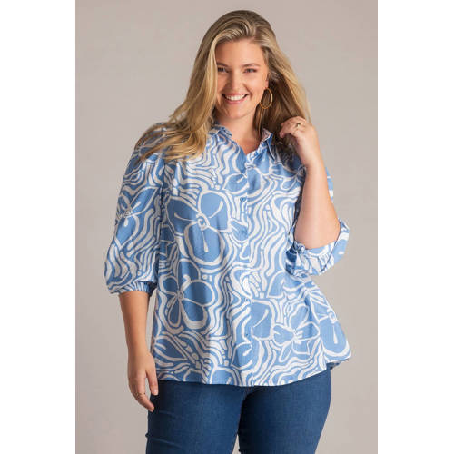 Yest Curve gebloemde blouse lichtblauw afbeelding