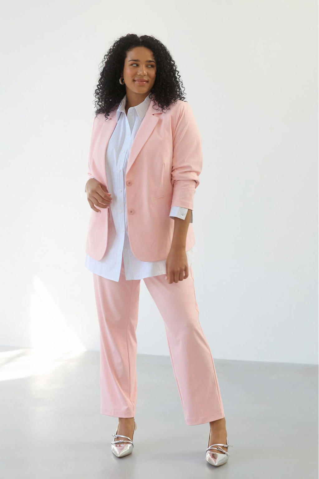 Yest Curve regular blazer travelstof lichtroze