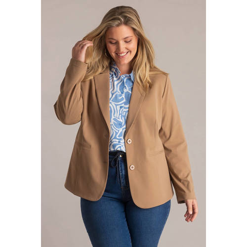 Yest Curve regular blazer travelstof camel afbeelding