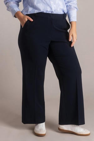 wide leg regular waist broek blauw