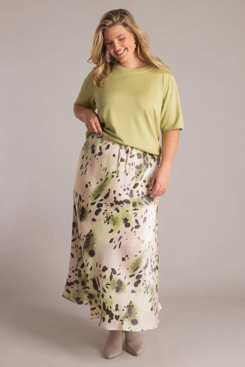 Limegroene dames Yest Curve pullover groen van viscose met effen en korte mouwen
