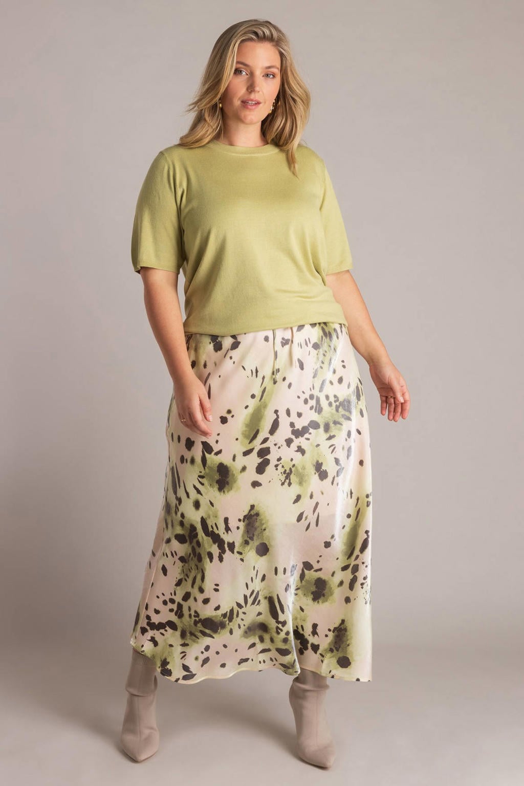 Multikleurige dames Yest Curve A-lijn rok gemaakt van viscose en met elastische tailleband met koord