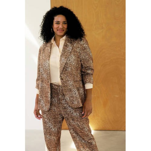 Yest Curve straight regular waist cropped broek bruin afbeelding