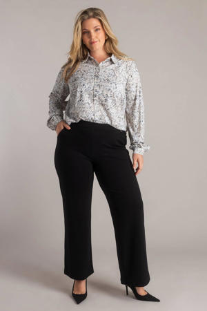 denim straight high waist broek zwart