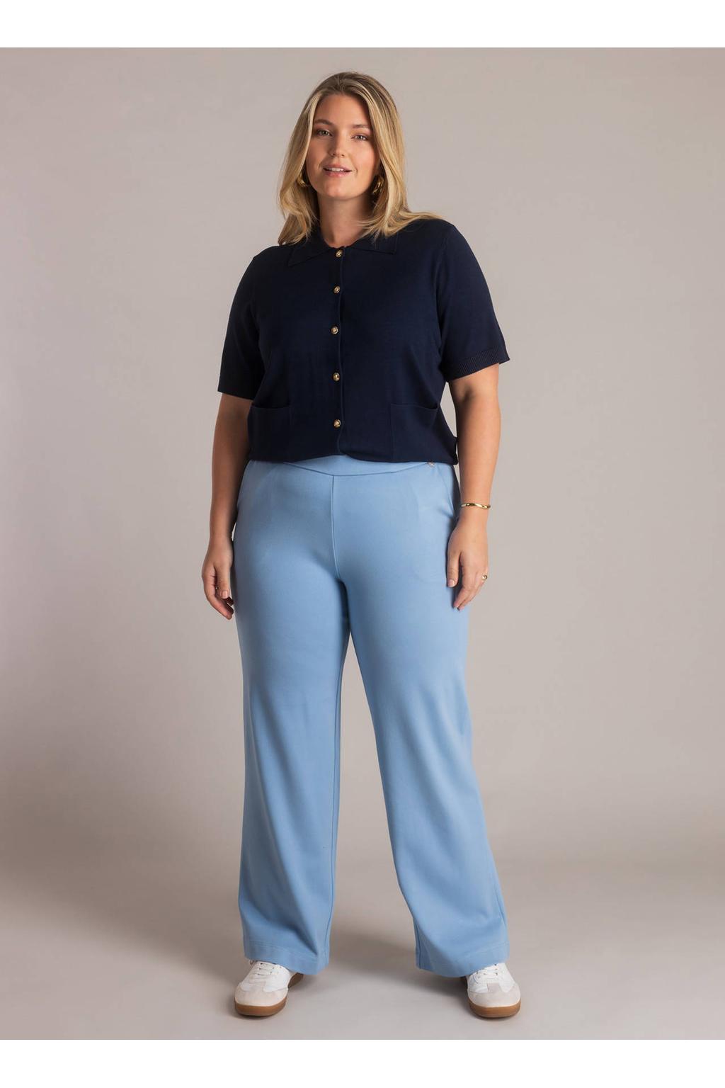 Yest Curve denim straight high waist broek lichtblauw