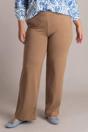 denim straight high waist broek bruin