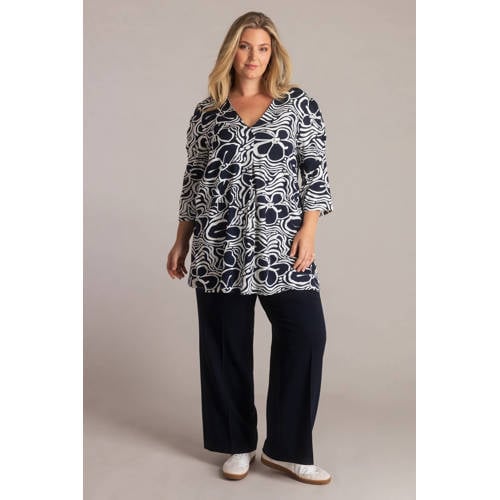 Yest Curve gebloemde top donkerblauw afbeelding