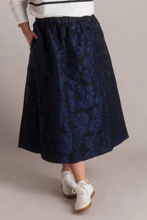 gebloemde rok blauw