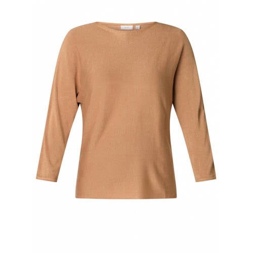 Yest Curve gebreide trui camel met lurex afbeelding