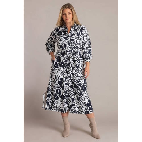 Yest Curve gebloemde blousejurk donkerblauw afbeelding