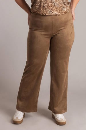 suedelook broek bootcut bruin