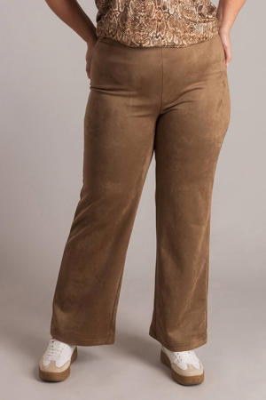 suedelook broek bootcut bruin