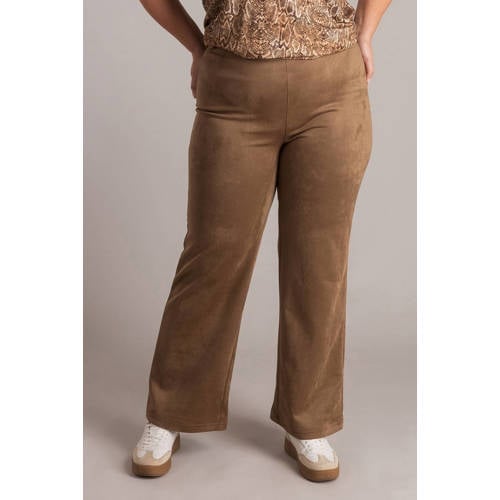 Yest Curve suede bootcut high waist broek bruin afbeelding