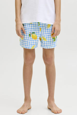 zwemshort lichtblauw/geel/wit