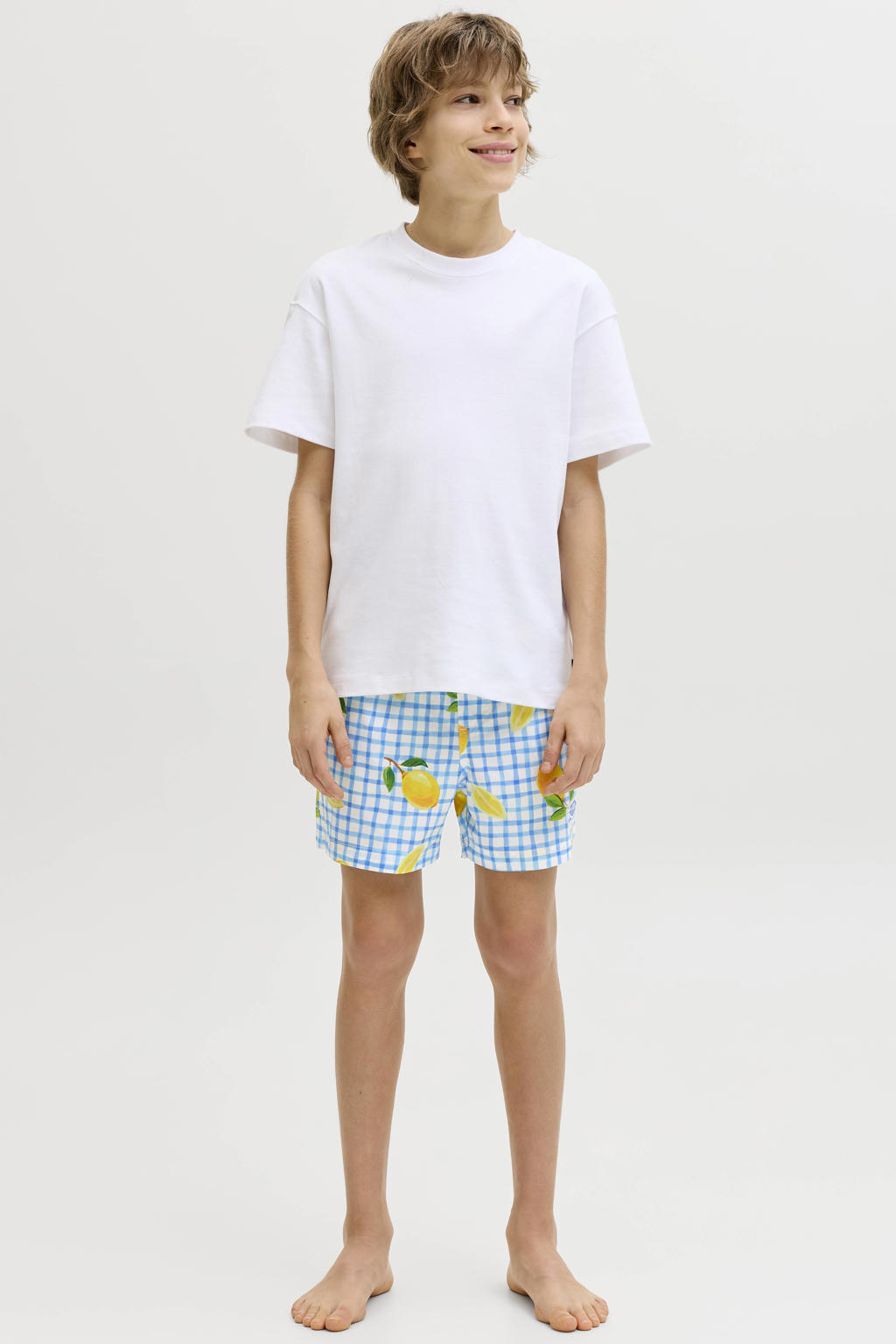 JACK & JONES JUNIOR zwemshort lichtblauw/geel/wit