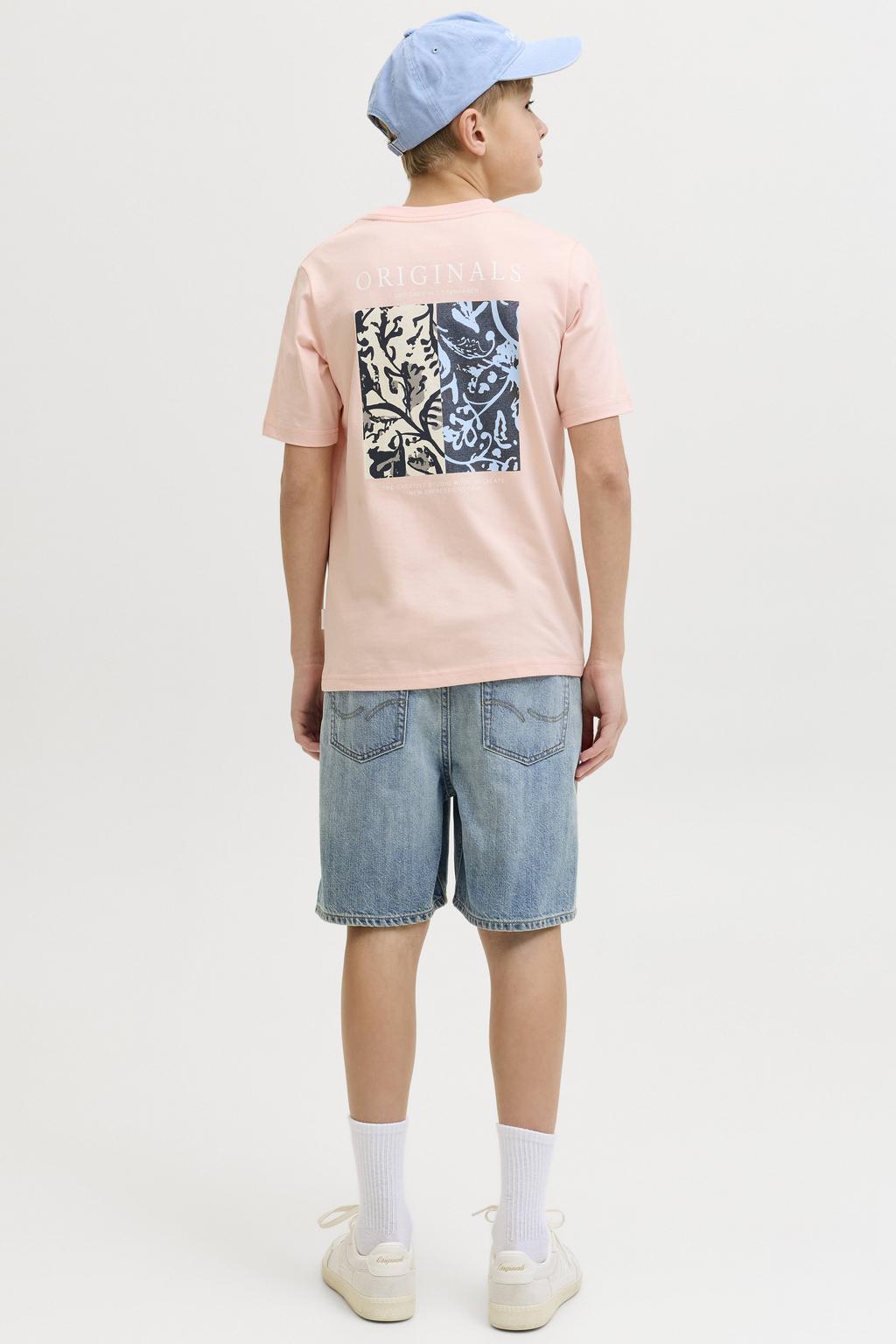 Medium blue denim jongens JACK & JONES JUNIOR short van denim met loose fit, rits- en knoopsluiting en effen