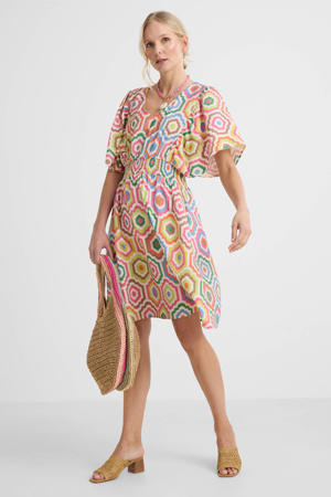 gebloemde halterjurk met paisley print oranje