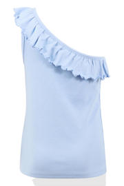 thumbnail: Shoeby one shoulder top met textuur lichtblauw