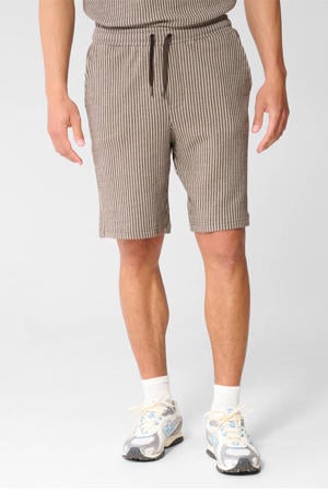 regular fit gestreepte casual short - bruin