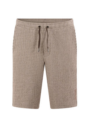 regular fit gestreepte casual short - bruin
