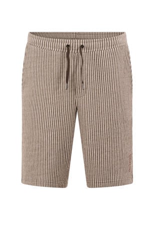 regular fit gestreepte casual short - bruin