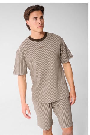 regular fit gestreept T-shirt - bruin