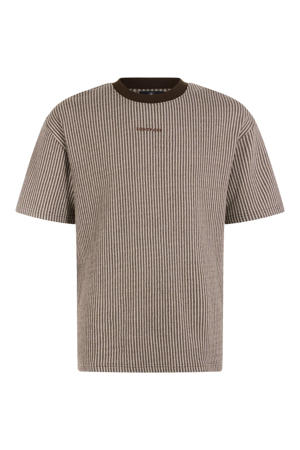 regular fit gestreept T-shirt - bruin