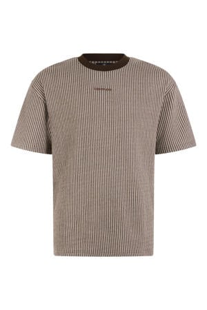 regular fit gestreept T-shirt - bruin